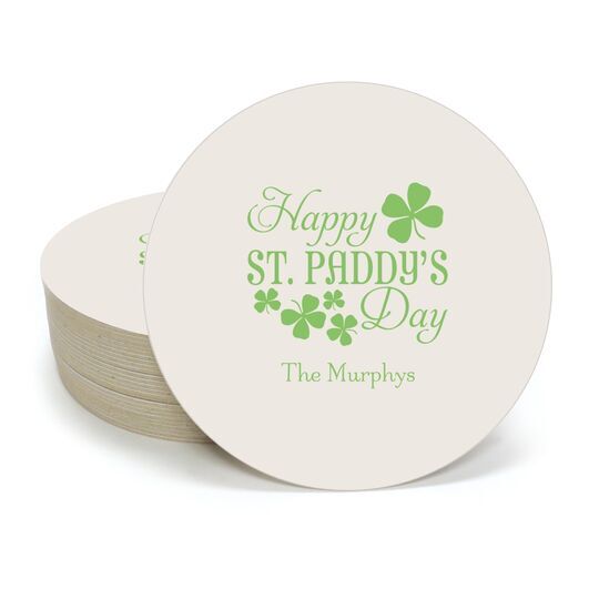 Happy St. Paddy's Day Round Coasters